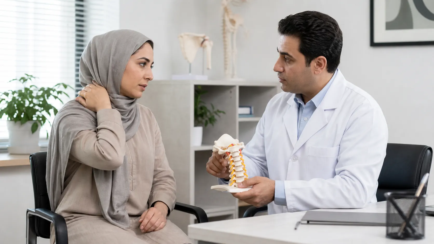 گفتوگوی بیمار با پزشک دربارهٔ ارزیابی علت گردندرد